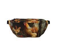Roast Chicken Hen Farm Printed Fanny Pack Waist Bag for Men Women, Adjustable Bumbags Hip Bum Bag Travel Crossbody Bags Sports Running Hiking Belt Bag