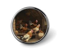 Roast Chicken Hen Farm Round Badge Exquisite and Fashionable Appearance Metal Emblem Round Button Pins for Clothing Bags Hat Decoration Jewelry Gift