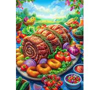 Roast Dinner Feast with Vegetables 300 Piece Jigsaw Puzzle for Adults Teens Scenery Science Fiction Game Room Decor Fun Challenge Whimsical Design for Game Lovers 300 PCS