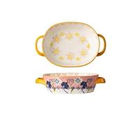 Roast Oven Clay Pot, Tableware Thousand Layer Deep Ceramic Baking Tray With Handle,800ML Pasta