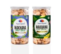 Roasted Makhana Combo - Mint Masti & Chat Masala - 80g Each | 100% Natural, Vegan, Gluten-Free Roasted | Healthy Crunchy Snack with Tangy Tomato Flavor