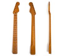 Roasted Maple Guitar Neck for Fender Strat Style - 22 Fret Bolt-On Neck with Bone Nut, Medium Jumbo Frets, 14" Radius, Satin Finish, Headstock Truss Rod Adjustment, Roasted Maple Fingerboard