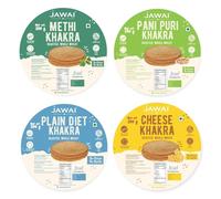 ROASTED WHOLE WHEAT KHAKRA COMBO- Plain Diet, Methi, Cheese, Pani Puri Khakhra Plant Based, Ready To Eat Healthy Snacks, Vaccum Packed Indian Snacks (Pack of 4, 200 gms each)