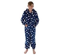 Roaster Toasters Girls Boys All In One Hooded Sleepsuit PJs Fleece Pyjamas Nightwear Navy Stars 4-5 Years