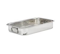 Relaxdays Stainless Steel Roasting Pan, Oven Dish, Dishwasher-Safe, Silver, Size L