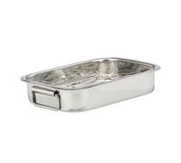 Relaxdays Stainless Steel Roasting Pan, Oven Dish, Dishwasher-Safe, Silver, Size S