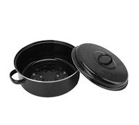 Roasting Tin, Roasting Pan, Black Speckled Finish Household Non Stick BBQ Pot Roast Pan With Lid for Roasted Sweet Potatoes Chestnuts for Even Cooking (Iron Cover 26cm)