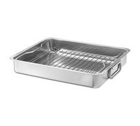 Roasting Tin with Grill Rack Metal Wire Oven Rack Tray Stainless Steel 40x32 cm