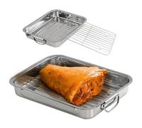 Roasting Tray With Rack Stainless Steel Oven Roaster Tin