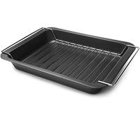 Roasting Tray with Roasting Rack, Carbon Steel with a Non Stick Coating - Baking Trays for Oven - Handles Cooking Set - Oven Dish - Bakeware - Non Stick Baking (Small - 28.5cm x 19cm)