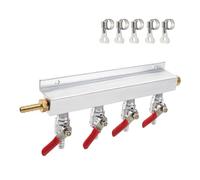 Roastove 4-Way Gas Manifold CO2 Distributor Manifold 5/16 inch Barb/Stem Splitter Beer Integrated Check Valves Homebrew Beer Making Brewing Tool