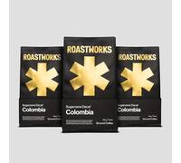 Roastworks Colombia Sugarcane Decaf Coffee Ground Pack of 3,200g - Smooth, Clean with Notes of Dark Chocolate and Pear Drop - Naturally Decaffeinated Single Origin Coffee from Colombia