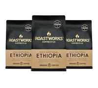 Roastworks Ethiopian Coffee Pack of 3, 200g - Natural Process Espresso Ground Coffee From Guji - Speciality With Notes of Blueberry, Apricot Jam and Florals