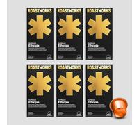 Roastworks Ethiopian Coffee Pods Nespresso Compatible - 6x10 Capsules (60 Pods) - Speciality Whole Coffee Beans with Notes of Blueberry, Apricot Jam and Florals