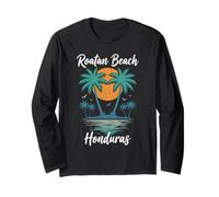 Roatan Beach Honduras Vintage Tropical Sunset Long Sleeve T-Shirt