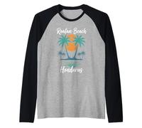 Roatan Beach Honduras Vintage Tropical Sunset Raglan Baseball Tee