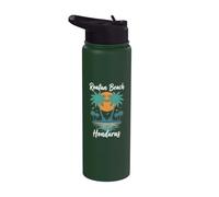 Roatan Beach Honduras Vintage Tropical Sunset Stainless Steel Insulated Water Bottle