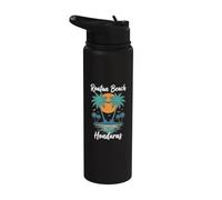 Roatan Beach Honduras Vintage Tropical Sunset Stainless Steel Insulated Water Bottle