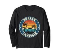 Roatan Honduras Vintage Beach Sunset Long Sleeve T-Shirt