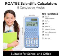 ROATEE Scientific Calculator School Supplies 991MS 401 Functions 2-Line Display Desktop Calculator with Sliding Cover Student Black