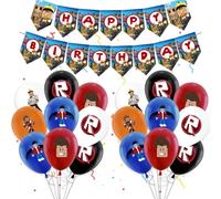 Rob-lox Birthday Party Decoration, 19PCS Kids Cartoon Latex Balloon Kit Deco, Boys Girls Rob-lox Birthday Party Supplies for Theme Decoration