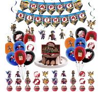 Rob-lx Birthday Decoration, Balloon, Children's Birthday Balloons, Party Decoration with Happy Birthday Banner Swirl Decorations and Cake Decoration for Boys and Girls, Pack of 50