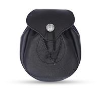 Rob Roy Leather Sporran for Kilts - Traditional Scottish Kilt Pouch with Chain - Durable Cow Leather, Robroy Black Button, One size