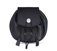 Rob Roy Leather Sporran for Kilts - Traditional Scottish Kilt Pouch with Chain - Durable Cow Leather, Robroy Black Tassel, One Size