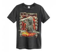 Rob Zombie Unisex T-Shirt Born Insane Vintage Charcoal (XL)