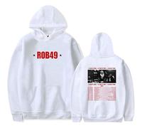 Rob49 Let Me Fly Tour 2025 Merch Printed Pullover Sweatshirt for Men Women, Hip Hop Style Long Sleeve Casual,White,XS