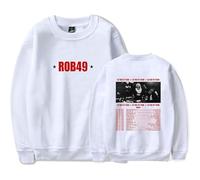 Rob49 Let Me Fly Tour 2025 Printed Pullover Sweatshirt for Men Women, Hip Hop Style Long Sleeve Casual,White,XXL