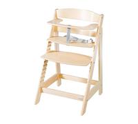 roba 2-in-1 Wooden Grow-Along High Chair Sit Up Flex - Adjustable Height - from 6 Months up to 70 kg - Anti-Tipping Baby Chair with Smooth Surface - Natural Wood