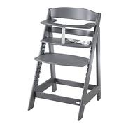 roba 2-in-1 Wooden Grow-Along High Chair Sit Up Flex - Adjustable Height - from 6 Months up to 70 kg - Anti-Tipping Baby Chair with Smooth Surface - Anthracite