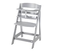 roba 2-in-1 Wooden Grow-along High Chair Sit Up Flex - Adjustable Height - From 6 Months up to 70 kg - Anti-Tipping Baby Chair with Smooth Surface - Grey / Taupe