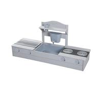 roba 2in1 Balcony Sandbox & Mud Kitchen for Kids - FSC® Certified - Includes Accessories - Compact Play Kitchen for Balcony & Garden - Gray