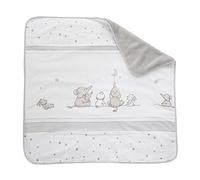 roba Baby Blanket Star Magic - 80 x 80 cm - Baby Blanket with Stars and Elephant Motif - Children's Blanket Made of Soft Cotton - White/Light Grey