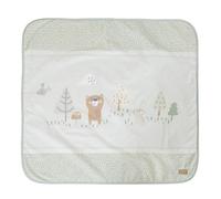 roba Baby Blanket Woodland Buddies 80 x 80 cm - Double-Sided Cuddle Blanket - Cotton & Ultra-Soft Fleece - Bear, Rabbit & Bee Design - Pastel Green & Silver Gray