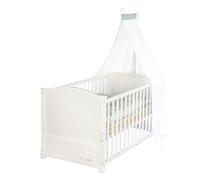 roba Baby Cot 70 x 140 cm Woodland Buddies - Convertible Cot with Accessories incl. Mattress, Canopy and Bumper for Babies and Toddlers - Bedding Set 100 x 135 cm - White/Green