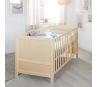 roba Baby Cot EASY SLEEP 70 x 140 cm including Conversion Corners - Growing Crib 3-Height Adjustable - 3 Removable Slats - Natural Finish