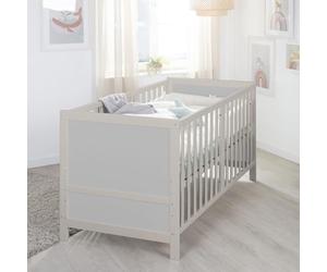 roba Baby Cot EASY SLEEP 70 x 140 cm including Conversion Corners - Growing Crib 3-Height Adjustable - 3 Removable Slats - Natural Finish/Grey