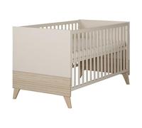 roba Baby Cot Sidney 70 x 140 cm - Convertible Crib with Solid Wood Feet - Height Adjustable - Transformable into Junior Bed - Beige