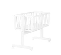 roba Baby Cradle incl. Mattress 40 x 90 cm - Cradle Function with Locking Button + Brake Roller Set - Cradle Set for Babies - Wood White