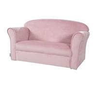 Roba Baumann Children's Sofa 'Lil Sofa' Covered with armrests, Comfortable Children's Couch with Pink/Mauve Velvet Fabric