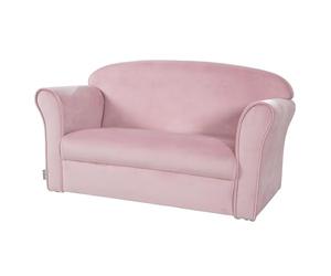 Roba Baumann Children's Sofa 'Lil Sofa' Covered with armrests, Comfortable Children's Couch with Pink/Mauve Velvet Fabric