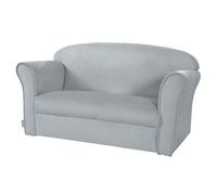 Roba Baumann Children's Sofa 'Lil Sofa' Covered with armrests, Comfortable Children's Couch with Silver-Gray Velvet Fabric