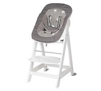 roba Born Up Baby High Chair Set + Newborn Attachment Little Stars - High Chair with Reclining Function - Children's Chair from Birth - White Wood