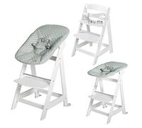 roba Born Up Children's High Chair Set 2in1 + Attachment for Newborns roba Style Frosty Green - Baby High Chair with Reclining Function - from Birth - White Wood