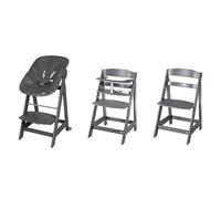 roba Born Up Children's High Chair Set 2in1 + Newborn Attachment Graphite Quilted - High Chair with Reclining Function - from Birth - Anthracite Wood