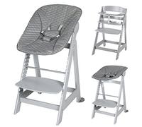 roba Born Up Stair High Chair Set 2-in-1 Stone Quilted High Chair with Reclining Function from Birth