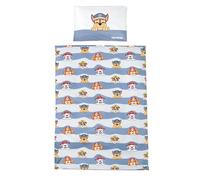 roba Children's Bedding Paw Patrol - Cotton Bedding for Children Including Pillowcase 60 x 40 cm & Duvet Cover 100 x 135 cm - Cartoon Series Dog Motif - White/Blue